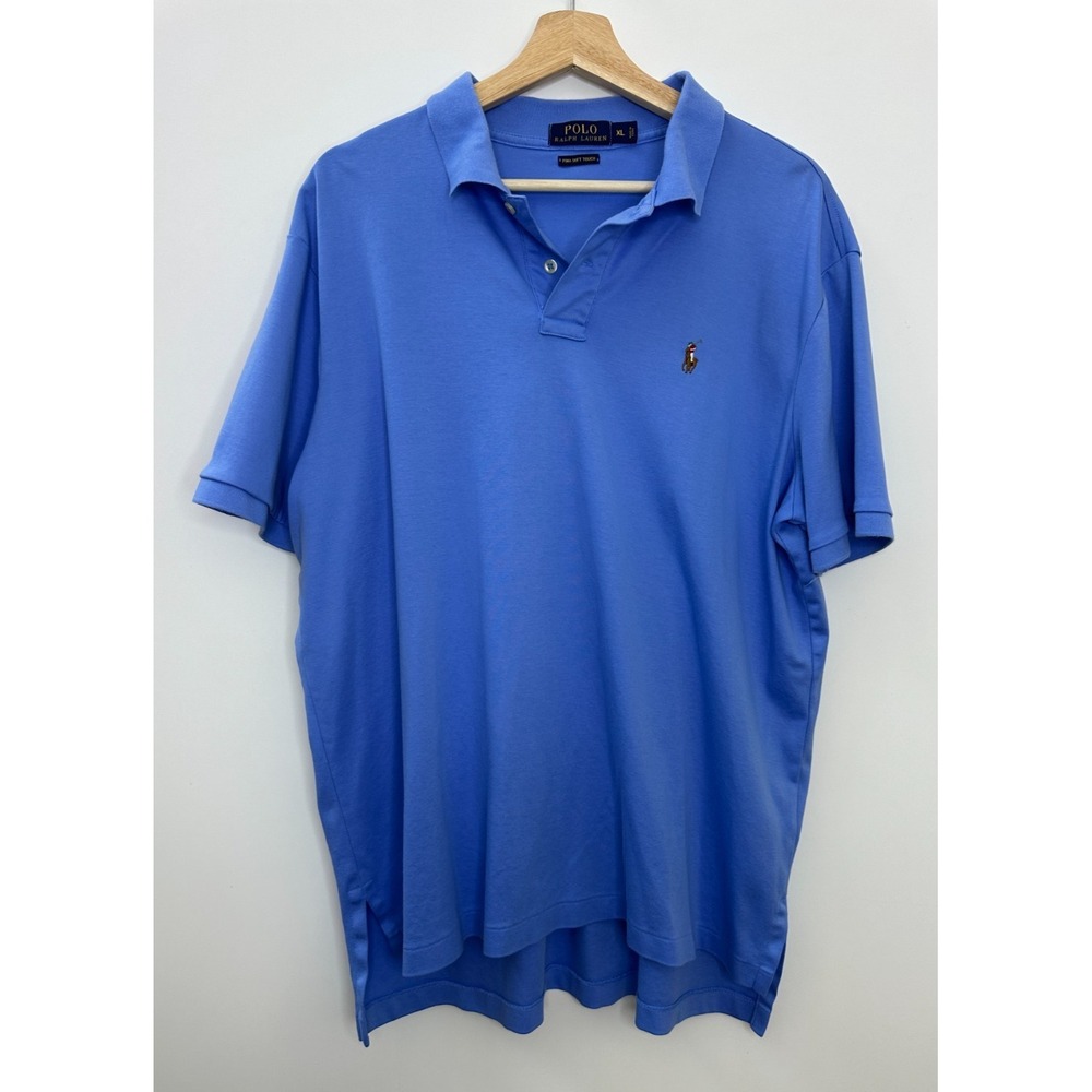 Polo Ralph Lauren Pima Soft Touch Cotton Shirt Mens XL Blue Rugby Pony Stretch - Picture 2 of 10